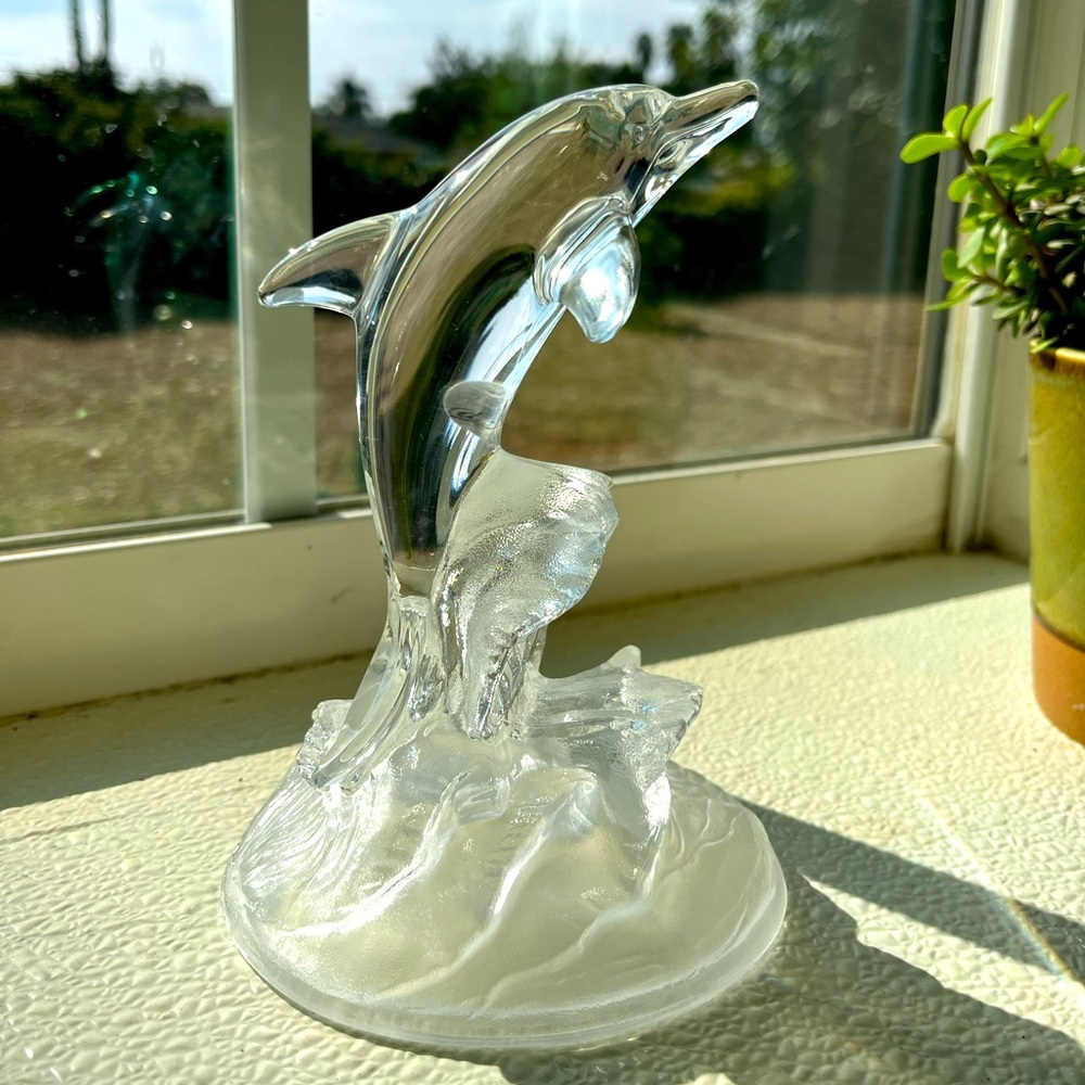 Vintage 90s Crystal Dolphin made in France by Cristal d’Arques